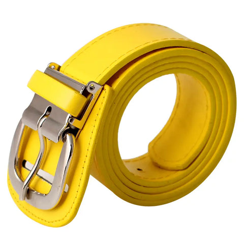 Men Casual Sports Belt Red Blue Black Silver Buckle