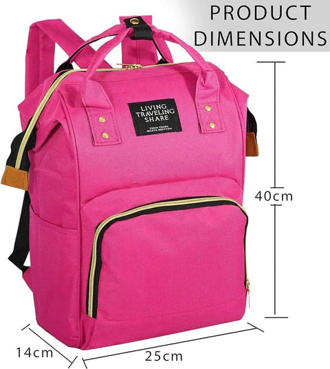 Pink Nylon laptop  Backpack with Gold Zipper for Women