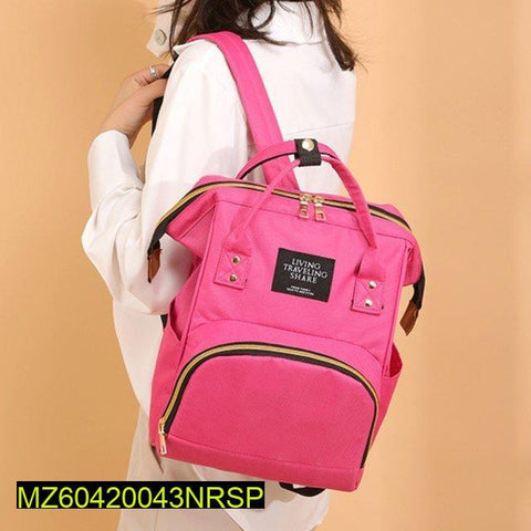 Pink Nylon laptop  Backpack with Gold Zipper for Women
