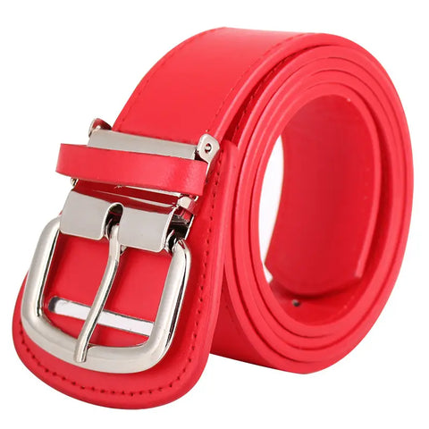 Men Casual Sports Belt Red Blue Black Silver Buckle