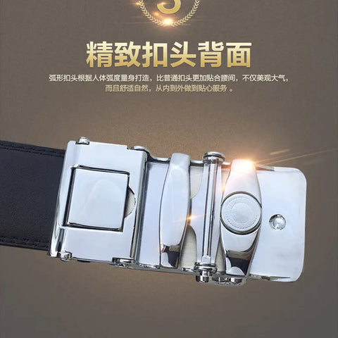Men Genuine Leather Crocodile Belt Automatic Buckle