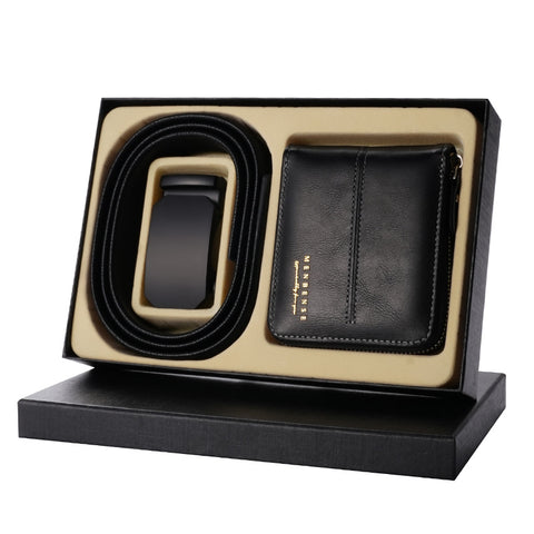 *Product Name*: Men Leather Belt Wallet Set Black Automatic Buckle Gift Box