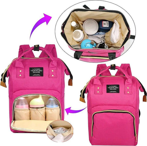 Pink Nylon laptop  Backpack with Gold Zipper for Women