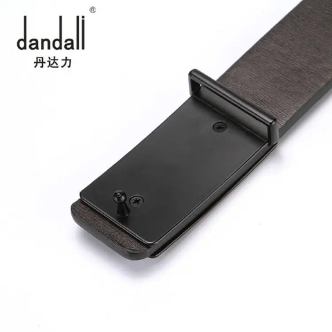 Men's Casual Leather Belt with Silver Buckle 120cm