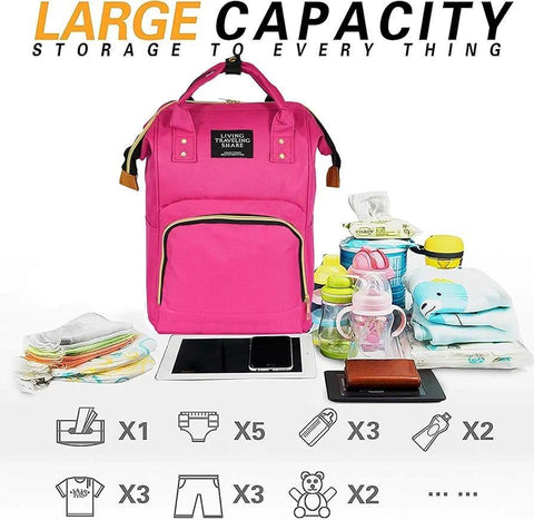 Pink Nylon laptop  Backpack with Gold Zipper for Women