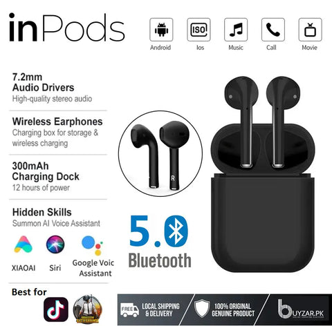 Black Long-Lasting Battery With Fast Charge  Earbuds