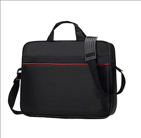 Black Oxford Laptop Bag with Red Stitching