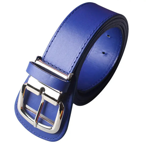Men Casual Sports Belt Red Blue Black Silver Buckle