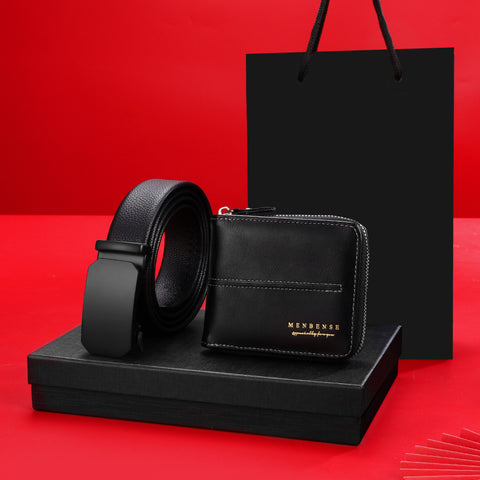 *Product Name*: Men Leather Belt Wallet Set Black Automatic Buckle Gift Box