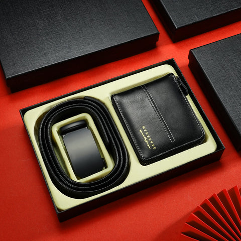 *Product Name*: Men Leather Belt Wallet Set Black Automatic Buckle Gift Box
