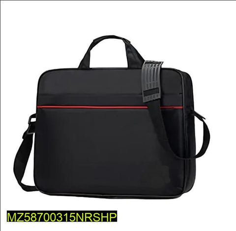 Black Oxford Laptop Bag with Red Stitching