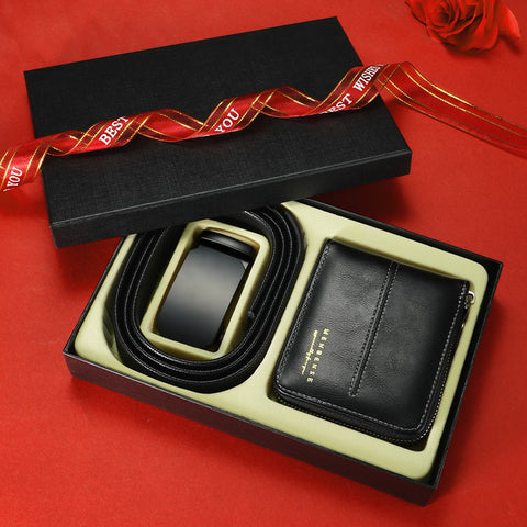 *Product Name*: Men Leather Belt Wallet Set Black Automatic Buckle Gift Box