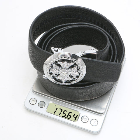 *Product Name*: Men's Black Leather Belt with Gold Rotating Buckle