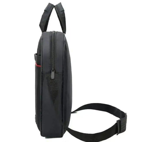 Black Oxford Laptop Bag with Red Stitching