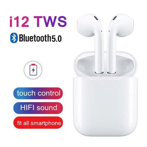 i12 TWS Wireless Earbuds | Bluetooth Earphones with Charging Case | Touch Control | HD Stereo Sound