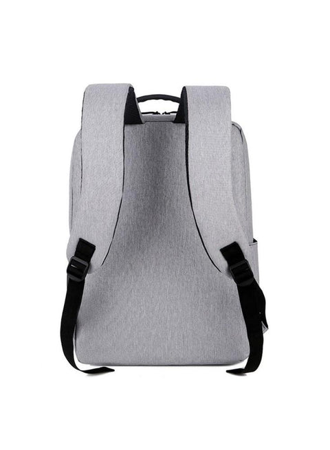 Grey Oxford Laptop Backpack with USB Charging & Media Pocket