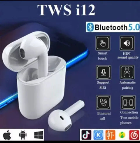 i12 TWS Wireless Earbuds | Bluetooth Earphones with Charging Case | Touch Control | HD Stereo Sound