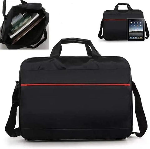 Black Oxford Laptop Bag with Red Stitching