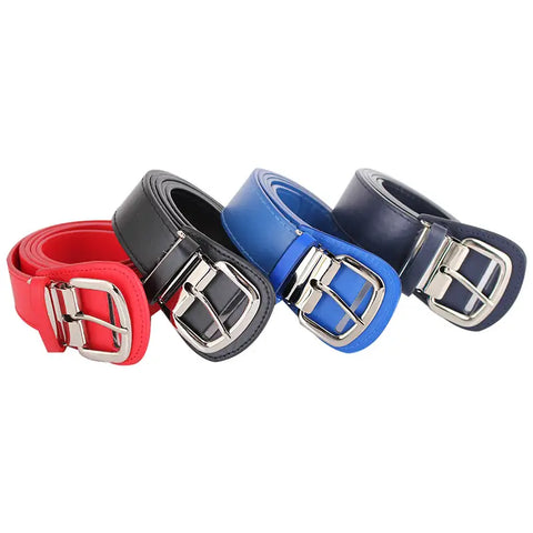 Men Casual Sports Belt Red Blue Black Silver Buckle