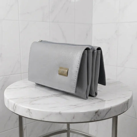 Ladies PU Leather Hand clutch Double Flap Magnetic Closure