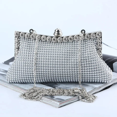 Silver Rhinestone Clutch for Weddings & Parties