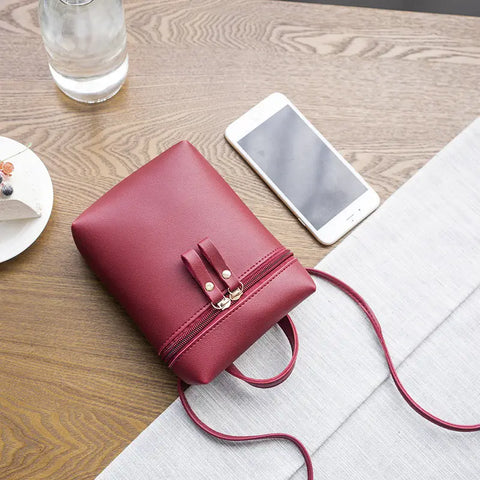 Wine Red Korean Style Small Crossbody Bag for Women