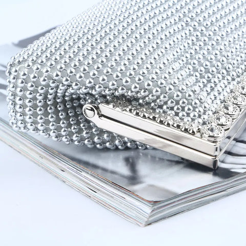 Silver Rhinestone Clutch for Weddings & Parties