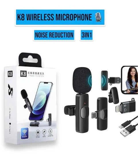 *Product Name*: K8 Wireless Microphone Noise Reduction 3IN1 Black