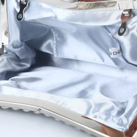 Silver Rhinestone Clutch for Weddings & Parties