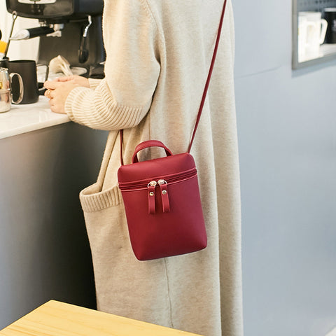 Wine Red Korean Style Small Crossbody Bag for Women